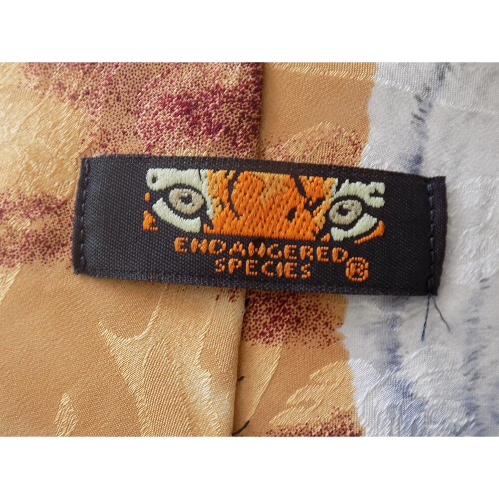 Vintage Endangered Species tie silk necktie Arctic Wolf by Bonnie Marris 1996 - Picture 3 of 6